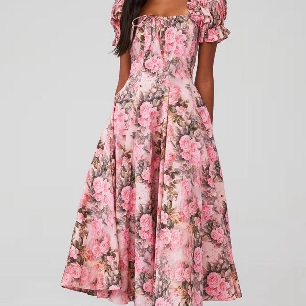 NWT Selkie Queen Bee Silk Satin Garden Party Dress XS